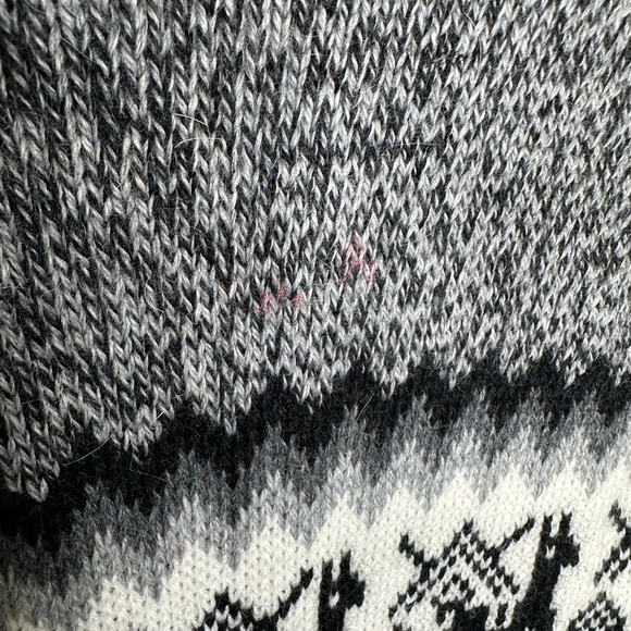 Artesania “Edn” Alpaca Wool Sweater Hoodie Zip-Up Gray White Llama Pattern L - Picture 6 of 7